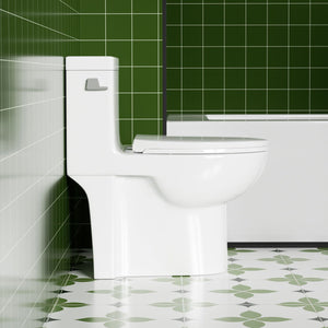Gloss Tornado Flush 1 Piece Elongated Toilet With Siphonic Side Press, ADA Comfort Chair Height - Gloss White