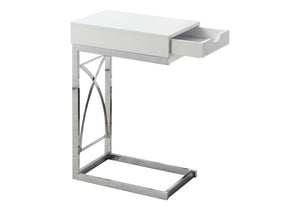 Accent Table, C-Shaped Glossy Contemporary & Modern - White