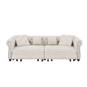 3 In 1 Convertible Sleeper Sofa Bed With Movable Ottoman