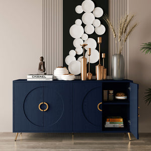 Modern Lacquered 4 Door Wooden Cabinet Sideboard Buffet Server Cabinet Storage Cabinet, For Living Room, Entryway, Hallway, Office, Kitchen And Dining Room
