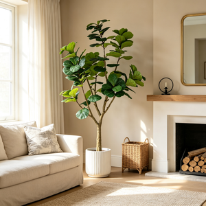 7FT Artificial Fiddle Leaf Fig Tree, Realistic Faux Potted Plant