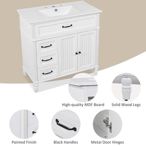 Bathroom Vanity With Sink, Freestanding Cabinet & Drawers