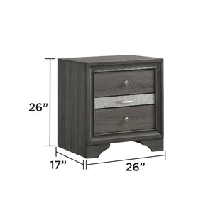 Traditional Queen 5 Piece Storage Bedroom Set in Gray Wood