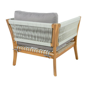 30.3" Outdoor Acacia Wood Patio Chair with Woven Rope Accents