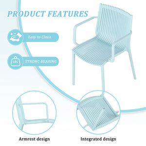 4 Modern Stackable Plastic Armchair Matched With Round Table