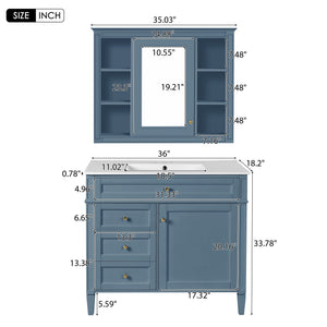36'' Bathroom Vanity with Medicine Cabinet