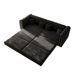 3-In-1 Convertible Sleeper Sofa With Movable Ottoman For Living Room