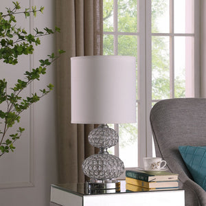 24" Chrome Filigree Cage Table Lamp with Acrylic Beads - Silver