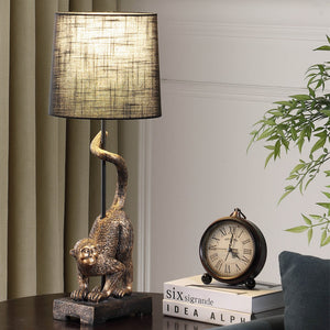 24" Wildlife Capuchin Monkey Table Lamp with Antique Bronze Finish - Golden Black