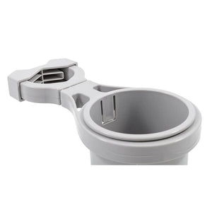 Camco Clamp-On Rail Mounted Cup Holder - Large for Up to 2" Rail - Grey - TRAPSKI