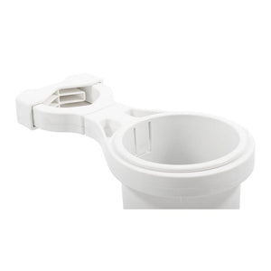 Camco Clamp-On Rail Mounted Cup Holder - Large for Up to 2" Rail - White - TRAPSKI