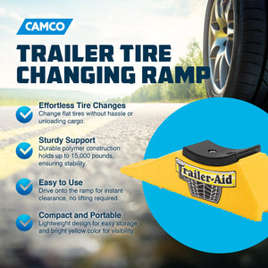 Camco Trailer Aid PLUS Tandem Trailer Tire Changing Ramp with  5.5" Lift, Yellow