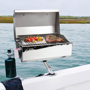 Camco Kuuma Stow N Go 125 Stainless Steel Gas Grill with Mount Design, Silver