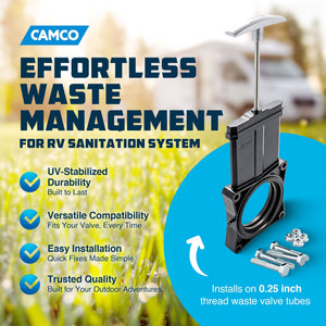 Camco 39511 3 inch Replacement Waste Valve with Metal Handle for RV Water Tanks