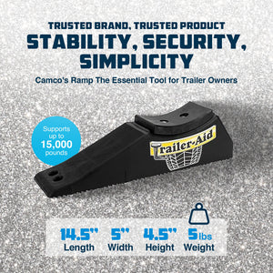 Camco Trailer Aid Tandem Trailer Tire Changing Ramp with 4.5 Inch Lift, Black
