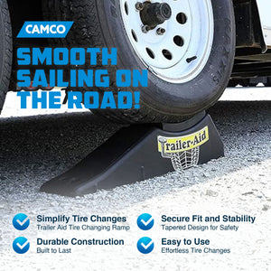 Camco Trailer Aid Tandem Trailer Tire Changing Ramp with 4.5 Inch Lift, Black