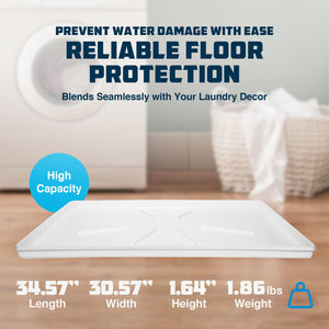 Camco Washing Machine Low Profile Drain Pan with PVC Fitting and Locknut, White