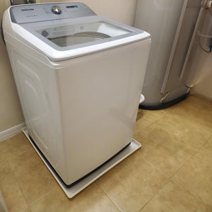 Camco Washing Machine Low Profile Drain Pan with PVC Fitting and Locknut, White