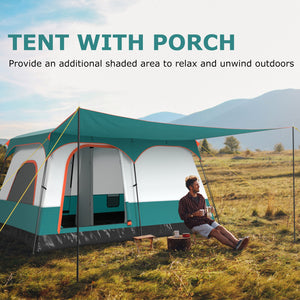 6-8 Person Camping Tent with Double Rooms and 2 Doors