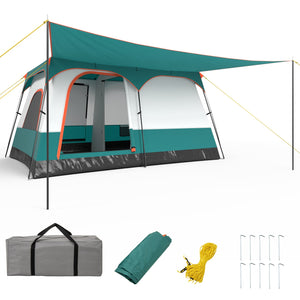6-8 Person Camping Tent with Double Rooms and 2 Doors