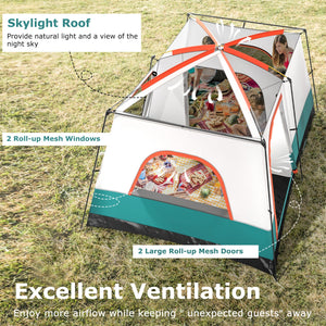6-8 Person Camping Tent with Double Rooms and 2 Doors