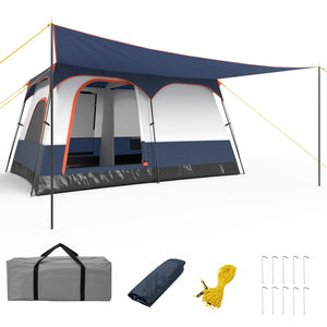 6-8 Person Camping Tent with Double Rooms and 2 Doors