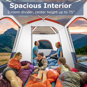 6-8 Person Camping Tent with Double Rooms and 2 Doors