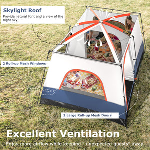 6-8 Person Camping Tent with Double Rooms and 2 Doors