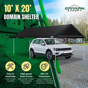Caravan Canopy Domain 10 x 20 Foot Straight Leg Instant Canopy Tent Set, Black - TRAPSKI