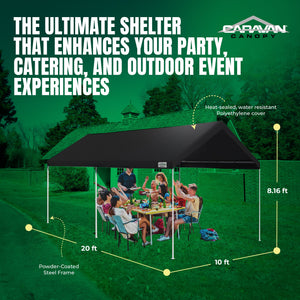 Caravan Canopy Domain 10 x 20 Foot Straight Leg Instant Canopy Tent Set, Black - TRAPSKI