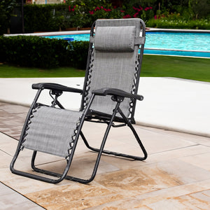 Caravan Sports Zero Gravity Outdoor Folding Camping Patio Lounge Chair, Gray