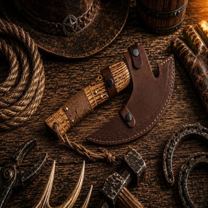 Carved Ash Wood Pizza Axe – D2 Steel Handmade Viking Pizza Cutter