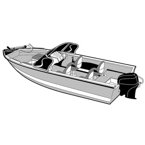 Carver Performance Poly-Guard Wide Series Styled-to-Fit Boat Cover f/18.5 Aluminum V-Hull Boats w/Walk-Thru Windshield - Grey - TRAPSKI