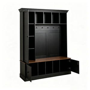 Vibe Haus 62.2'' Farmhouse Hall Tree with Shoe Storage Bench