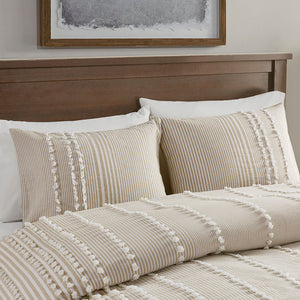 King 3 Piece Cotton Yarn Dyed Duvet Cover Set
