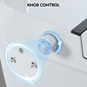Heated Seat Smart Toilet Without Bidet, Upmarket Compact Dual Flush Toilet 1 / 1.28 Gpf, Tank Less Toilet With Adjustable Temp Heated Seat, Foot Sensor Flush - White Night Light, Knob Control, Power Out