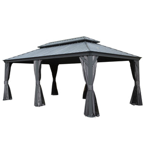 12' x 18' Hardtop Metal Gazebo with Double Roof Canopy