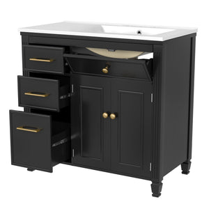Modern Bathroom Vanity With Ceramic Sink, Freestanding