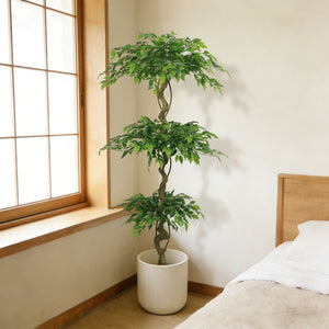 Artificial Ficus Tree With Pot For Home Decor Indoor Plant - Green
