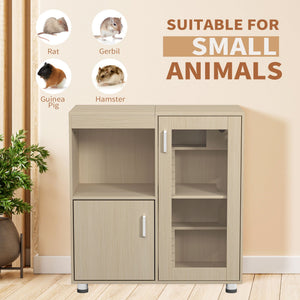 4 Tier Hamster Cage With Acrylic Windows And Storage Cabinet
