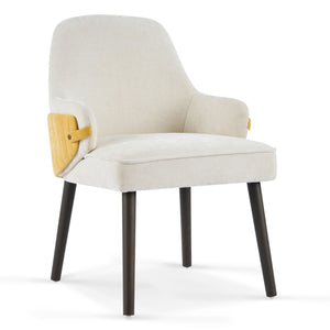 Indoor Dining Chair Set of 2 with Sturdy Frame - Beige / Yellow