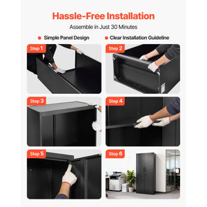 Metal Storage Cabinet, 68.9 in Lockable Steel Garage Cabinet