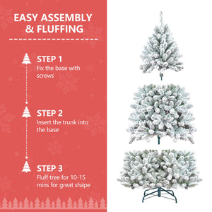6FT Flocked Christmas Tree with Pine Cones