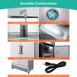 54" Commercial Stainless Steel Reach-In Freezer