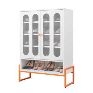 Modern Metal Shoe Cabinet With DoublebSided Doors And Adjustable Partitions