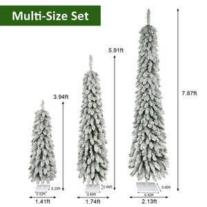 Snow Flocked Pre-Lit Pencil Christmas Tree