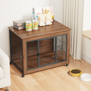 38.6" Dog Crate Furniture with Wheels for Small Dogs