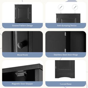 Multi-Functional Corner Cabinet Tall Bathroom Storage Cabinet with Two Doors and Adjustable Shelves, Open Shelf