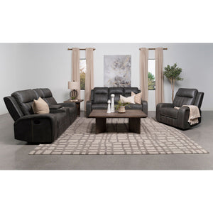 Forrest - Motion Reclining Sofa Comfort With Elegant Tufting And Wide Track Arms - Gray