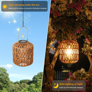 2 Pack Solar Lanterns Outdoor Waterproof